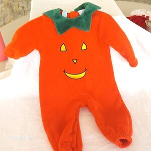 Lord & Taylor Halloween Pumpkin Costume Snap-up One-piece 12 Mo Custom